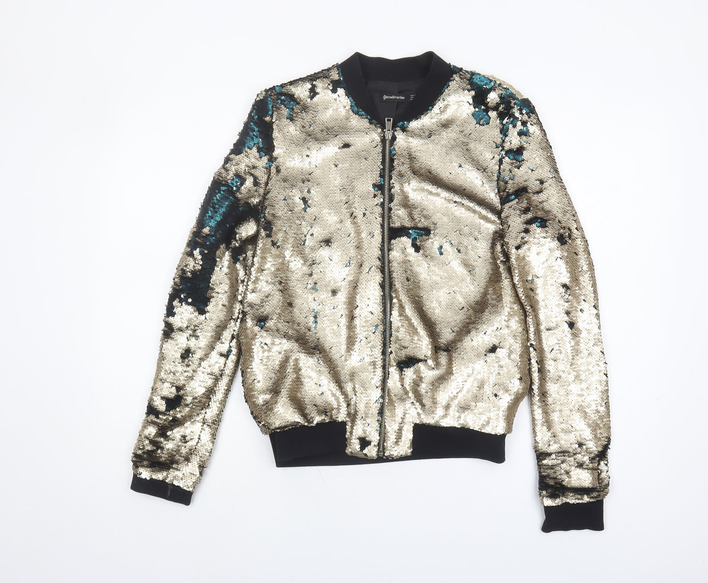 Stradivarius Women's Sequin Bomber Jacket Multicoloured Size 6