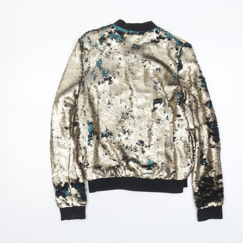 Stradivarius Women's Sequin Bomber Jacket Multicoloured Size 6