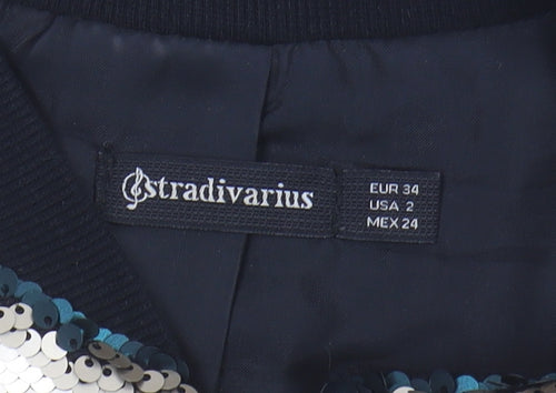 Stradivarius Women's Sequin Bomber Jacket Multicoloured Size 6