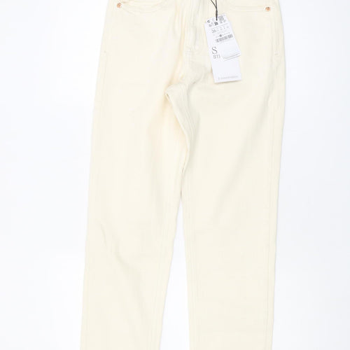 Stradivarius Women's Ivory Straight Slim Jeans Size 8