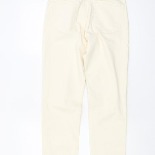 Stradivarius Women's Ivory Straight Slim Jeans Size 8