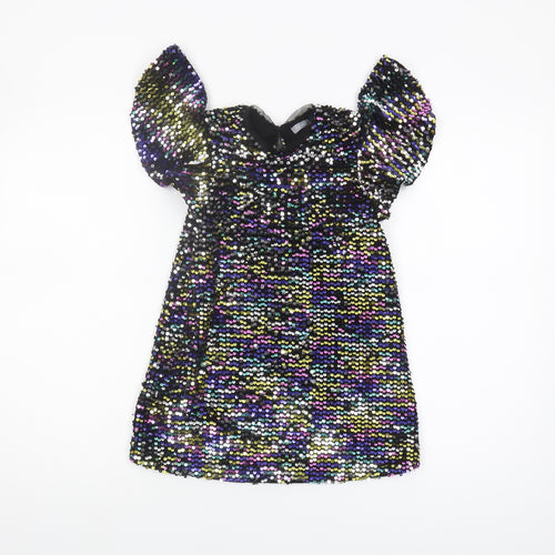 Next Girls Multicoloured Sequin Party Dress, 5 Years, Puff Sleeve