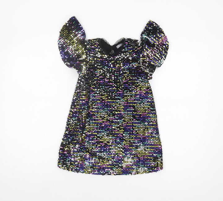 Next Girls Multicoloured Sequin Party Dress, 5 Years, Puff Sleeve