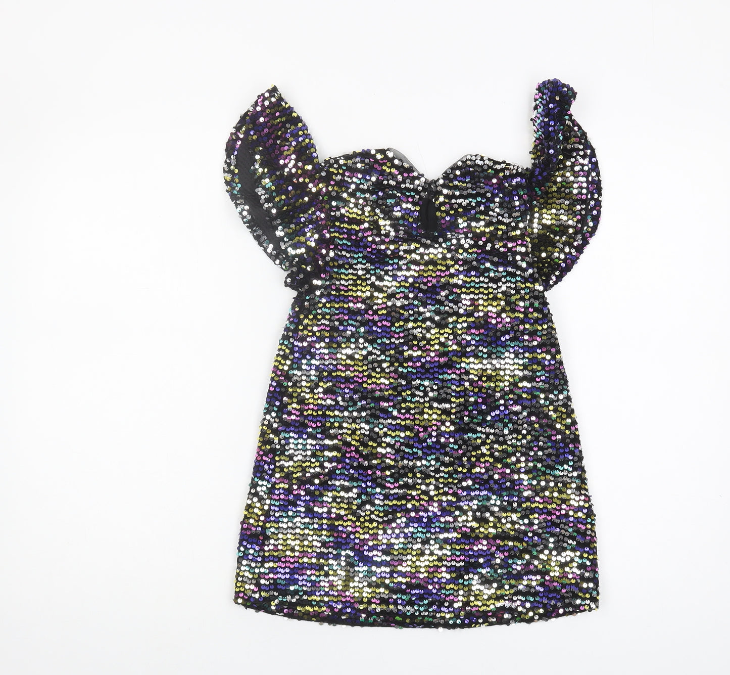 Next Girls Multicoloured Sequin Party Dress, 5 Years, Puff Sleeve