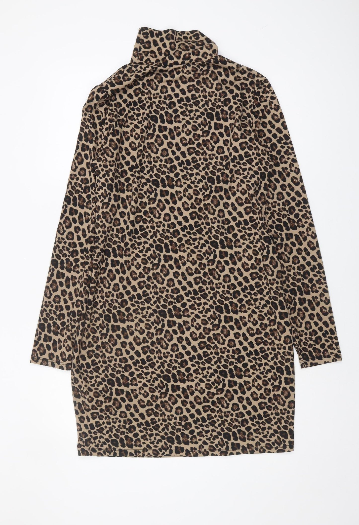 New Look Women's Brown Long Sleeve Leopard Dress