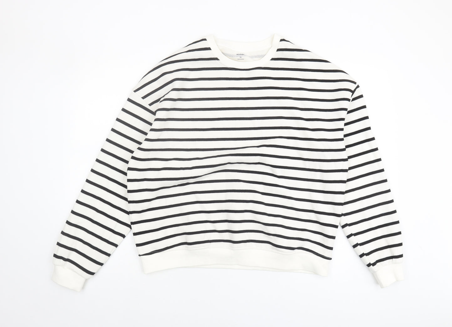 Kiabi Unisex White Striped Crew Neck Sweatshirt M