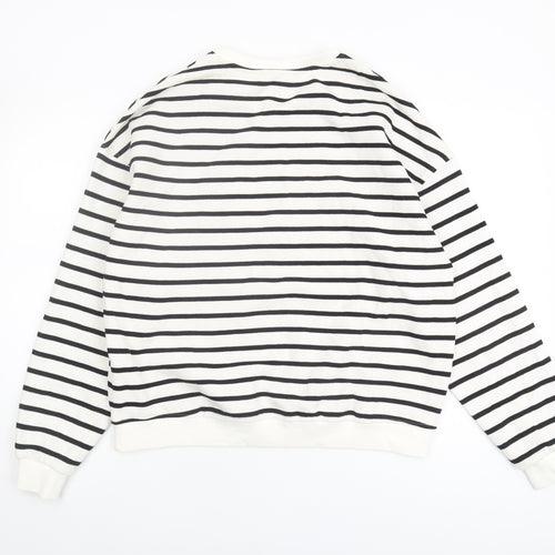 Kiabi Unisex White Striped Crew Neck Sweatshirt M