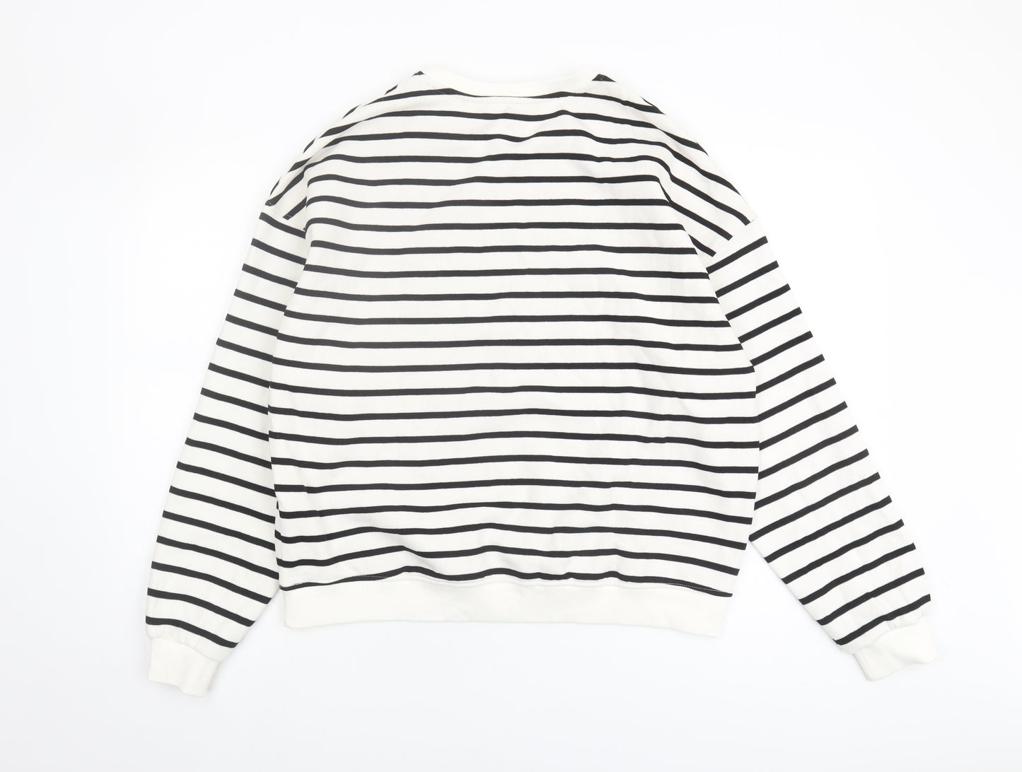 Kiabi Unisex White Striped Crew Neck Sweatshirt M