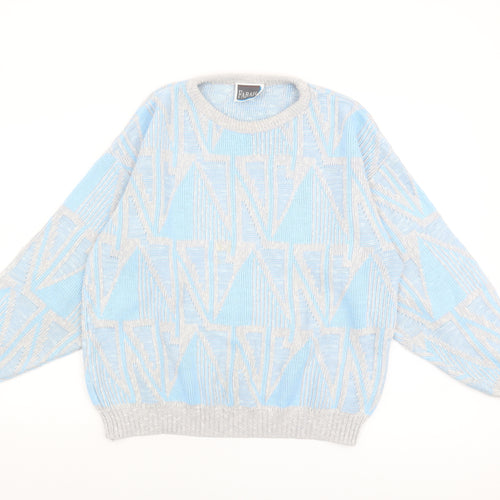 Farah Women's Blue Geometric Pullover Jumper, Medium