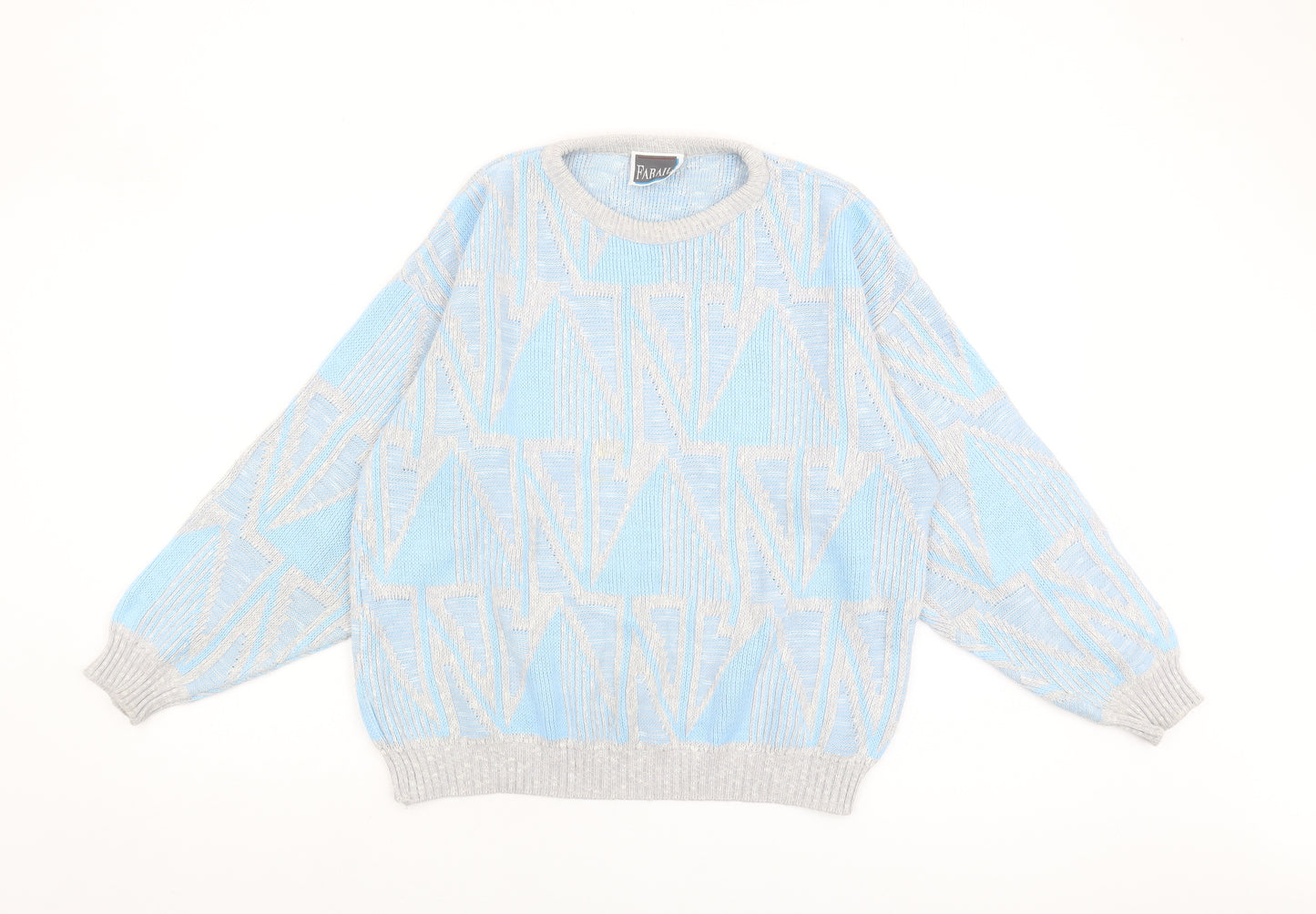 Farah Women's Blue Geometric Pullover Jumper, Medium