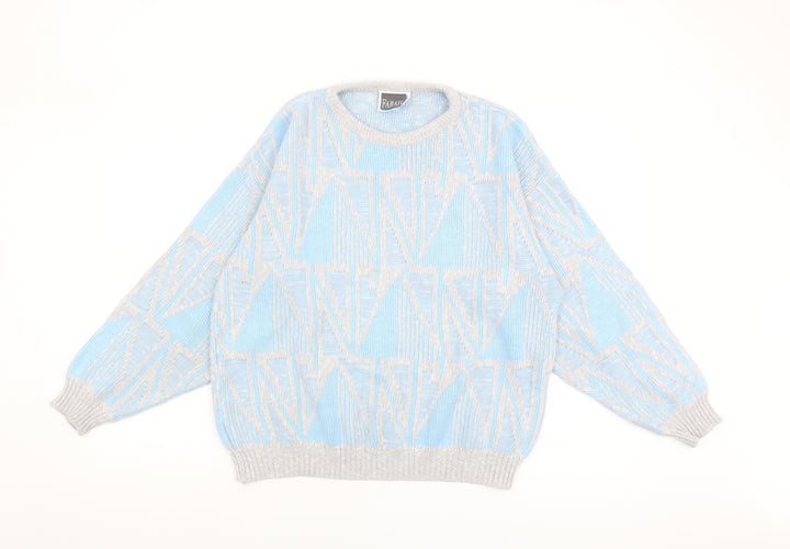 Farah Women's Blue Geometric Pullover Jumper, Medium