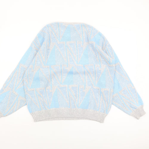 Farah Women's Blue Geometric Pullover Jumper, Medium