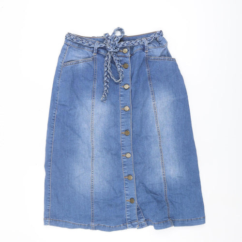 Blue 73 Women's Blue Denim Midi Skirt, Size 10