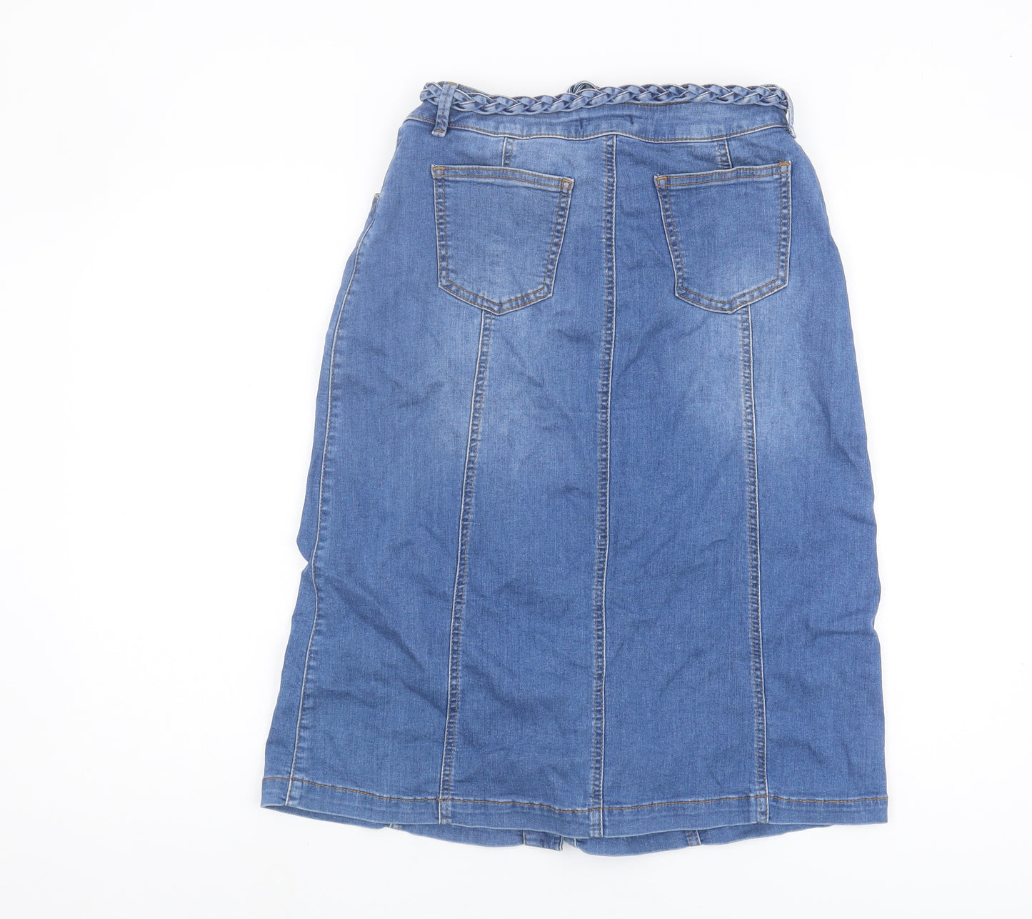 Blue 73 Women's Blue Denim Midi Skirt, Size 10