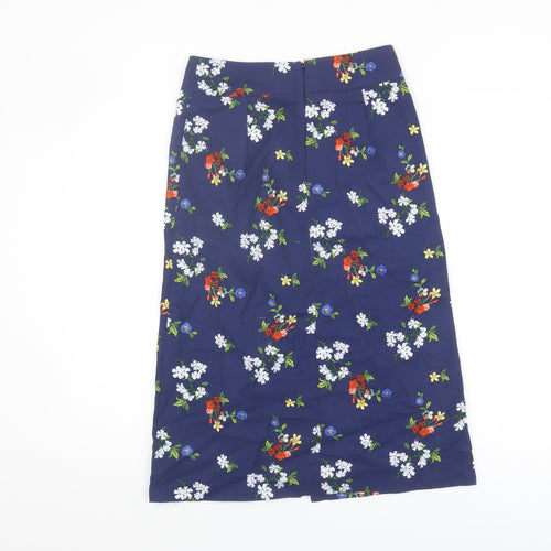 Warehouse Women's Blue Floral Midi Skirt Size 8