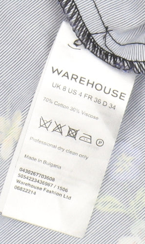 Warehouse Women's Blue Floral Midi Skirt Size 8