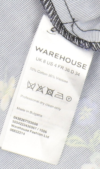 Warehouse Women's Blue Floral Midi Skirt Size 8