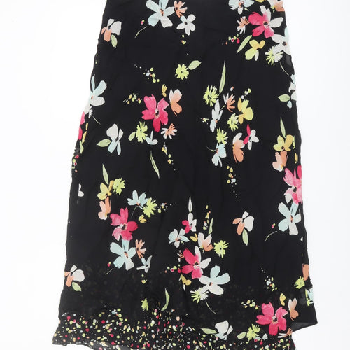 Kiass Collection Women's Black Floral A-Line Skirt Size 14
