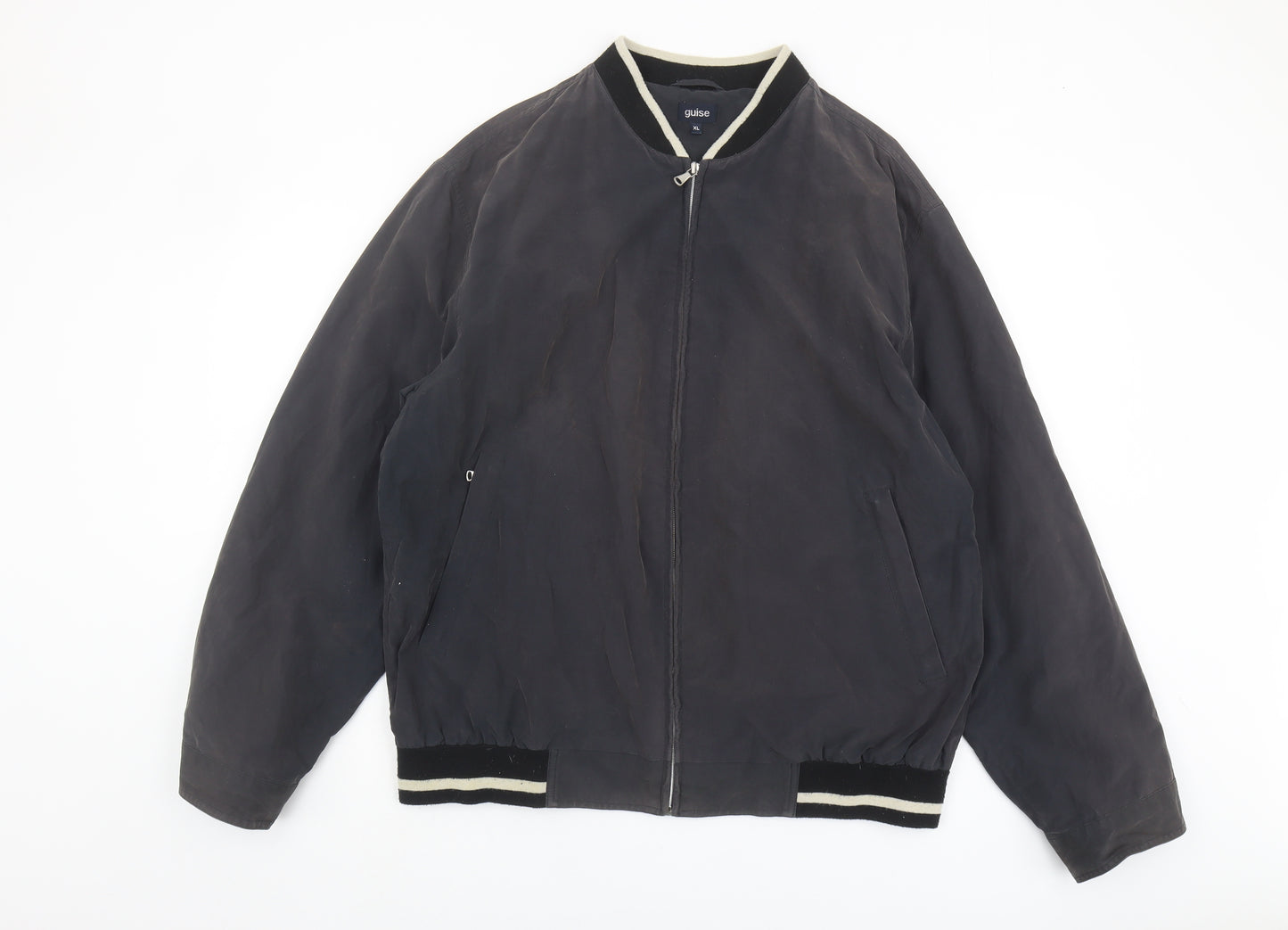 Guise Men's Black XL Bomber Jacket Zip Stand-Up Collar