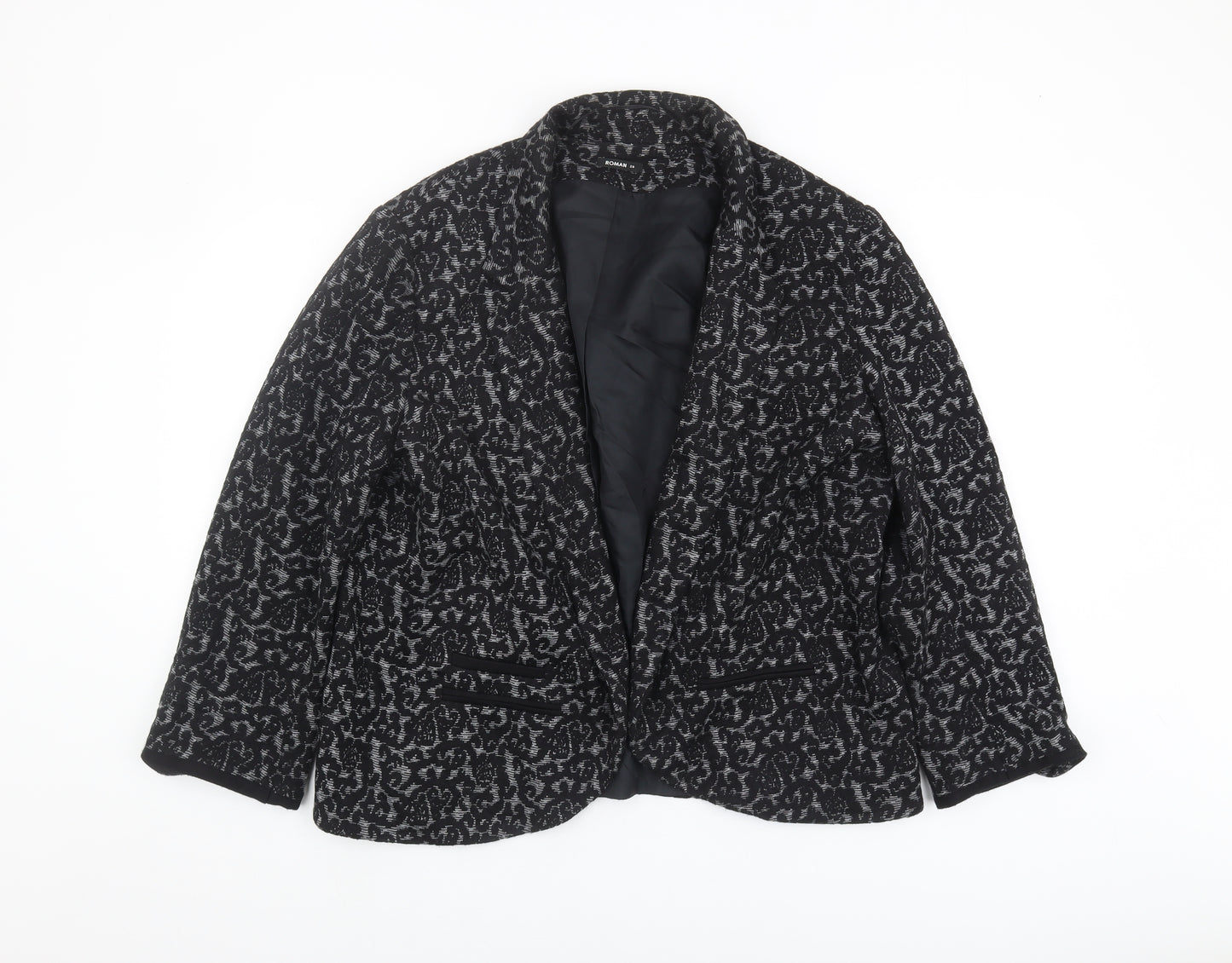 Roman Women's Black Animal Print Blazer Size 20