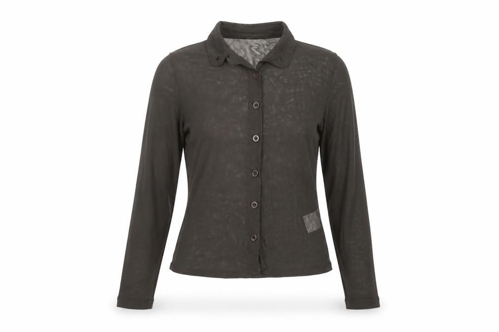 Front view of Motel Rocks Women's Brown Button-Up Shirt XXS Slim