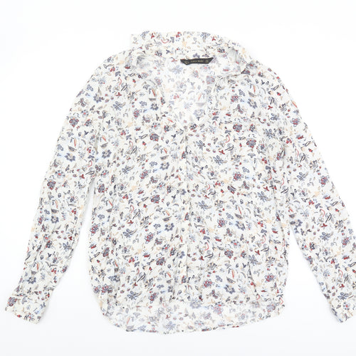 Zara Basic Women's Floral Blouse L Multicoloured