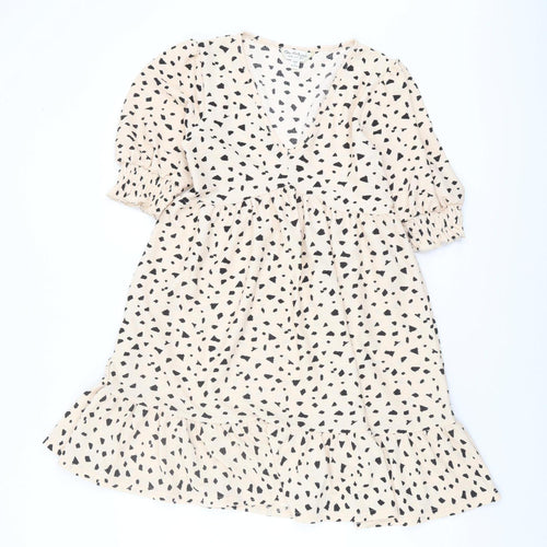Miss Selfridge Women's Beige Geometric Dress Size 8