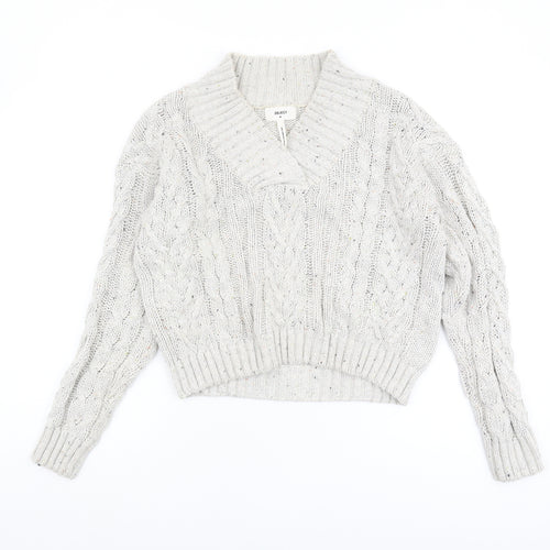 OBJECT Women's Ivory Cable-Knit Jumper M