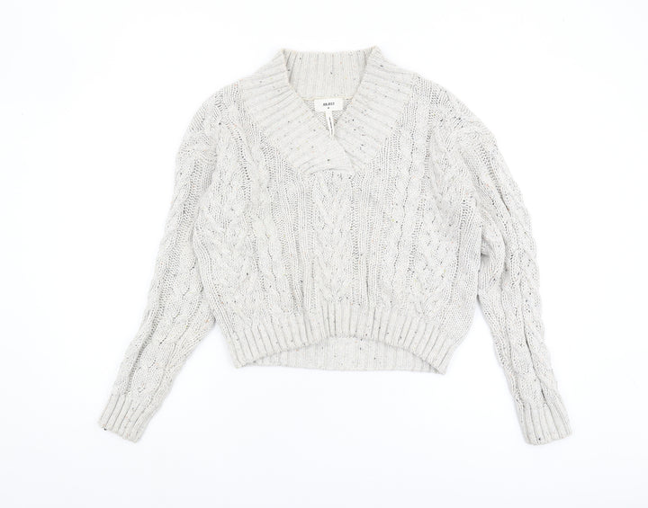 OBJECT Women's Ivory Cable-Knit Jumper M