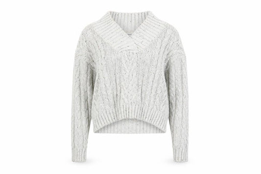 Front view of Object Women's Ivory Cable-Knit Jumper M