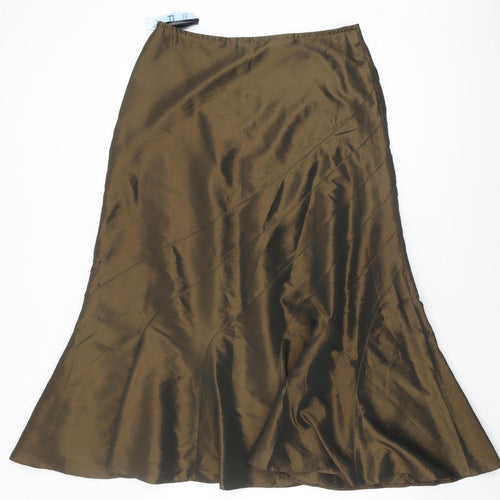 Klass Collection Women's Brown Long Skirt, Size 14, Embroidered