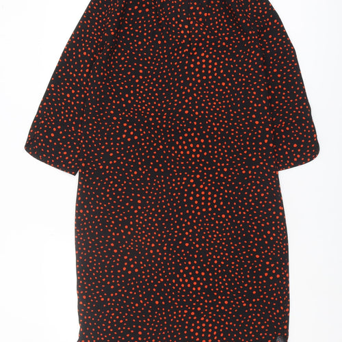 Marks and Spencer Women's Black Red Polka Dot Dress, Size 8