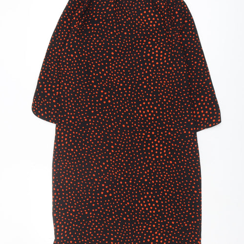 Marks and Spencer Women's Black Red Polka Dot Dress, Size 8