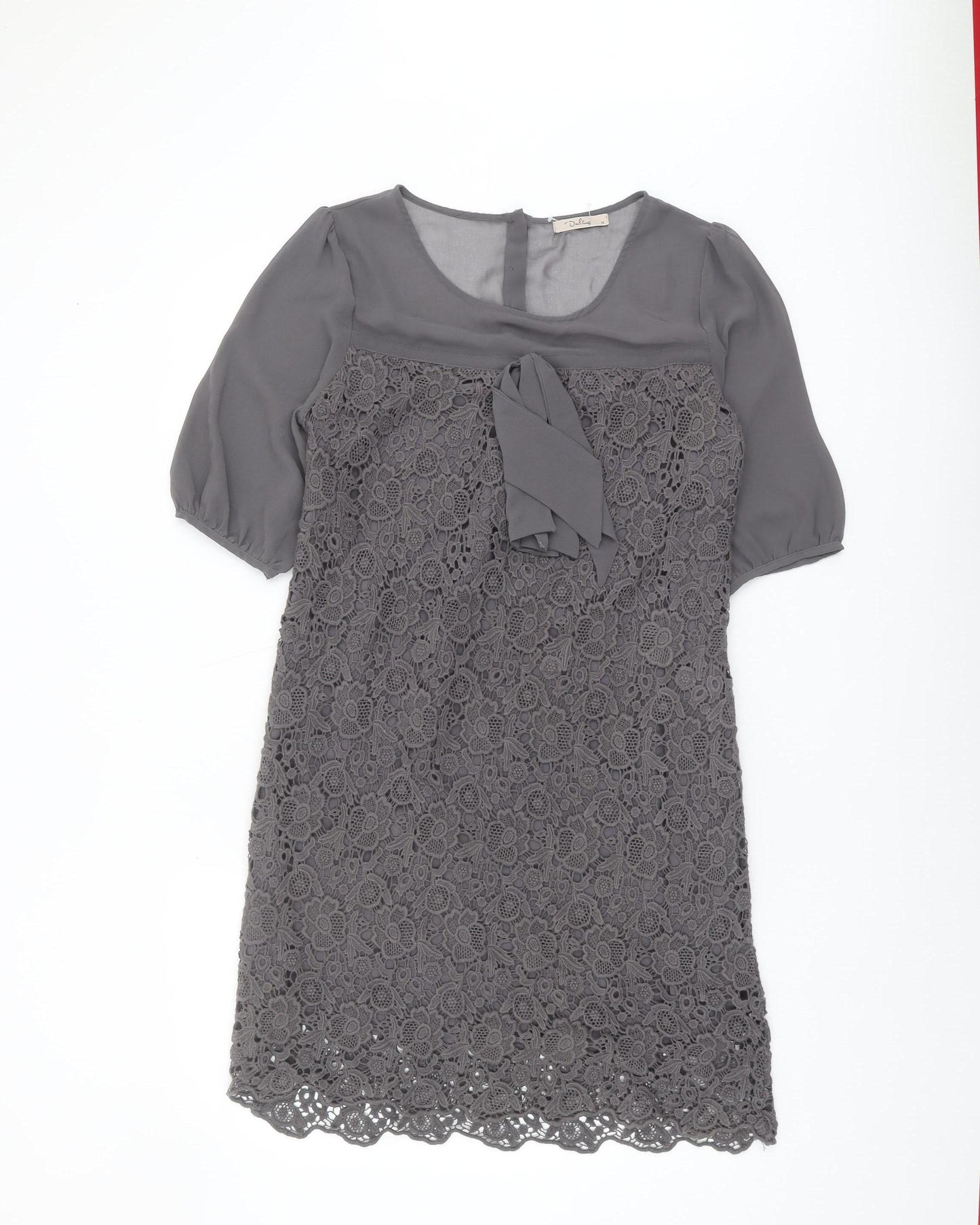 Darling Women's Grey Lace Shift Dress M