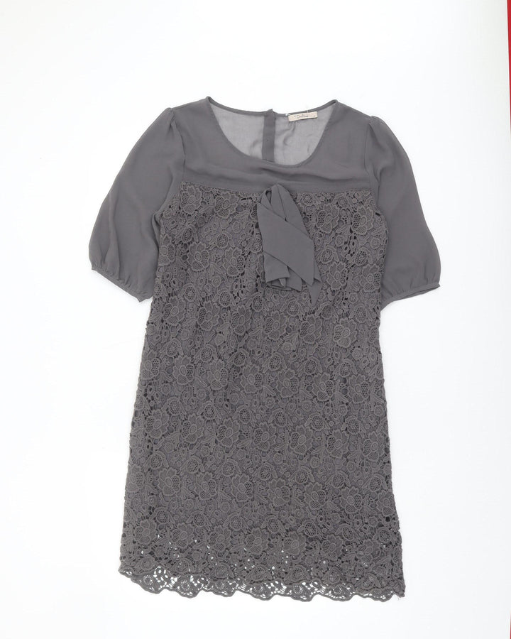 Darling Women's Grey Lace Shift Dress M