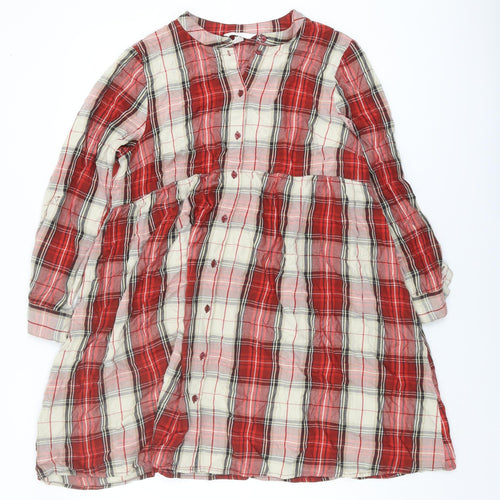 H&M Maternity Red Plaid Shirt Dress Women L