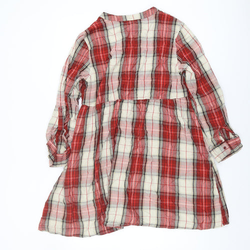 H&M Maternity Red Plaid Shirt Dress Women L