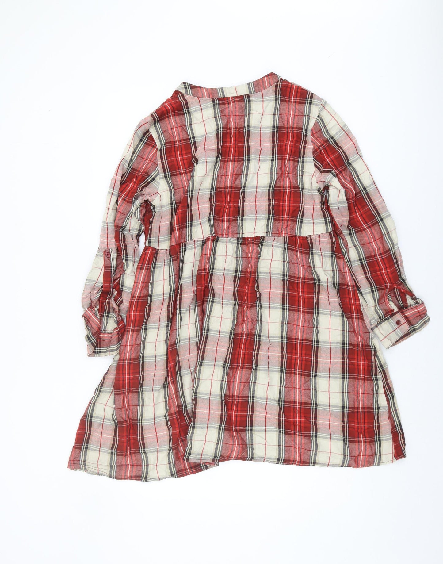 H&M Maternity Red Plaid Shirt Dress Women L