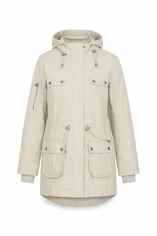 Front view of Oasis Women's Beige Parka Jacket -, size S