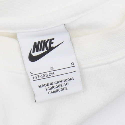 Nike Boys White Crew Neck Pullover Sweatshirt L