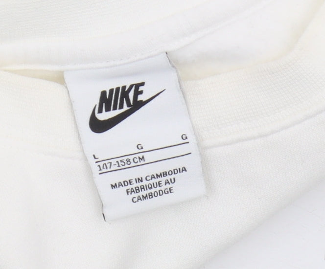 Nike Boys White Crew Neck Pullover Sweatshirt L