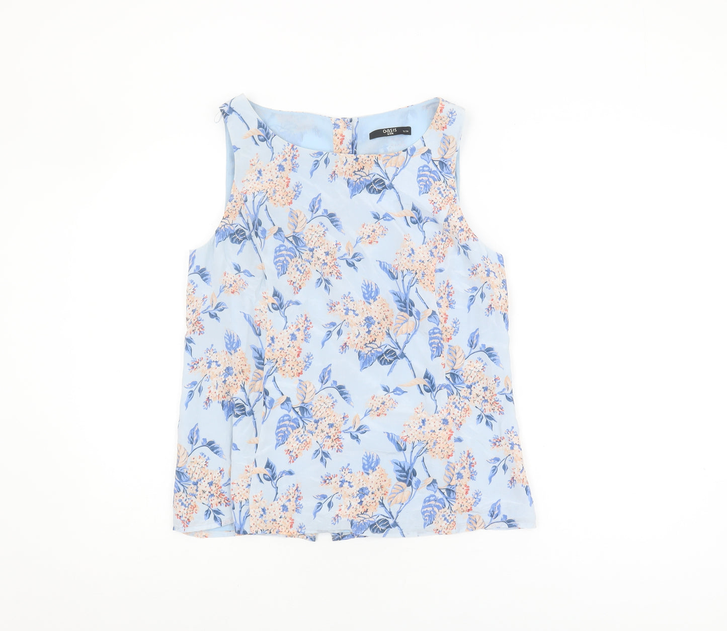 Oasis Women's Blue Silk Floral Blouse Size 12