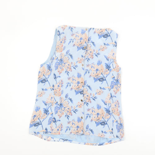 Oasis Women's Blue Silk Floral Blouse Size 12