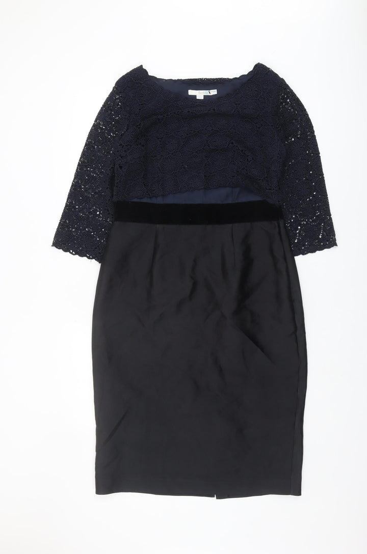 Boden Women's Black Lace Sheath Dress Size 14 Formal