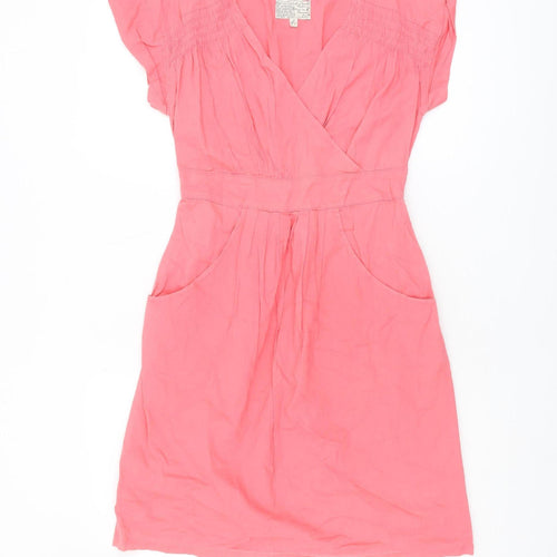 Joules Women's Pink Wrap Dress - Size 10