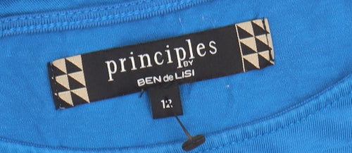 Principles Blue Women's Blouse 12 Viscose Sleeveless