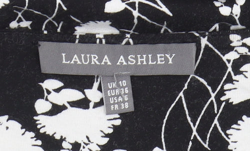 Laura Ashley Women Black Floral Shift Dress Size 10 Casual