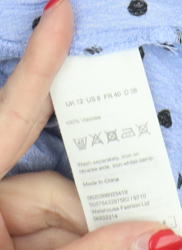 Warehouse Women's Blue Polka Dot Blouse Size 12