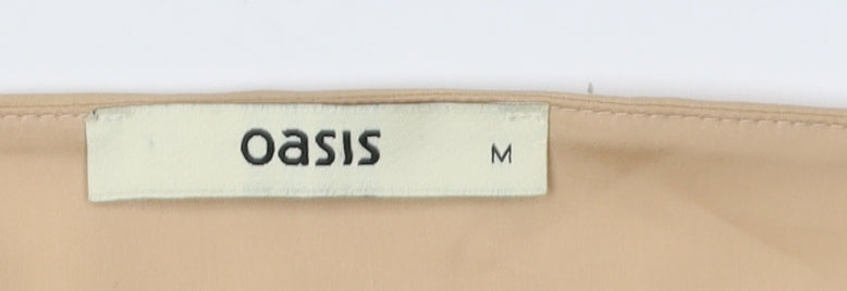 Oasis Women’s Beige Beaded Neck Blouse Medium