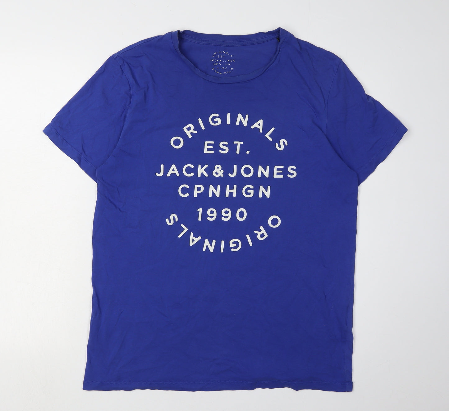 Jack & Jones Men's Blue Graphic Print T-Shirt L